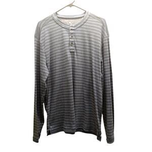 Tommy Bahama Men's Size Large Blue Striped Long Sleeve Henley Shirt